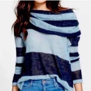 Free People rugby stripe cowl neck alpaca blend sweater XS